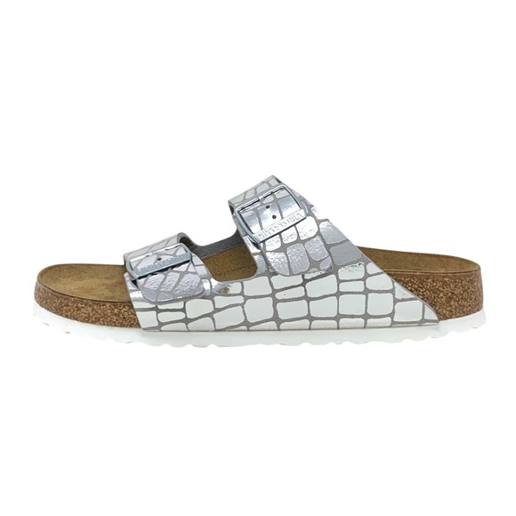 Birkenstock Arizona Sandals in “Gator Gleam” silver, EU 41, US 10 - 10.5, NWOT - Picture 2 of 10